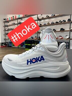 HOKA Bondi  One One 9 Cosmic Grey White 🤍 White Running Sneakers Women Width B